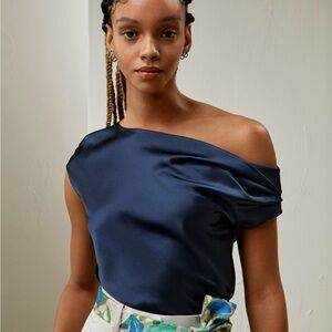 Elegant Navy Off-Shoulder Top